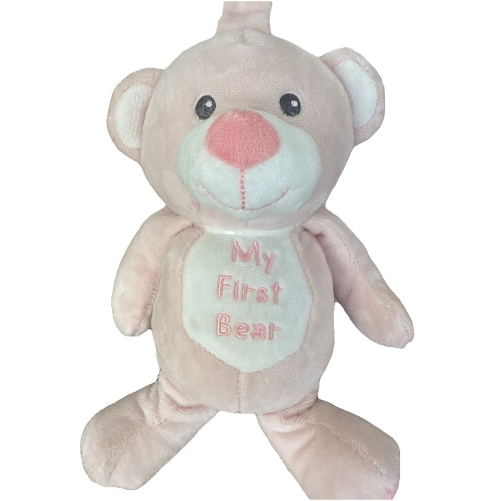 Baby My First Bear Pink 10" Lovey Rattle Plush Comfort Toy Gift Stroller Clip-On - Picture 3 of 5